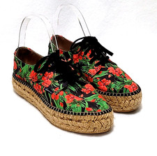 Anthropologie Gaimo Canvas Floral Espadrille Platform Sneakers Size 38