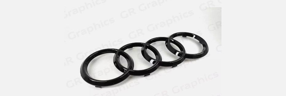 BLACK For Audi Rings Front Grill Emblem 273mm For Audi A3 A7 Q7 TT GLOSS BLACK