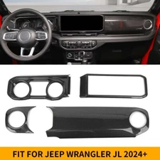Carbon Center Console Instrument Dash Radio Covers For Jeep Wrangler JL JT 2024+