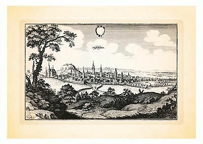 Schlau Böhmen Slan Slani Slana Österreich Austria Kupferstich Merian 49 - Bild 1 von 1