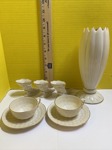 Lot of 8 Lenox Misc. Items Tea Cup saucers Horns & Vase