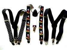 Boys Suspenders Black mouse ears polka dot Baby Toddler One-Size Clip on set