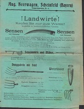 SCHEINFELD, Prospekt 1910, Aug. Heerwagen Sensen Eisenmöbel Barometer