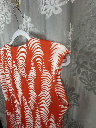 channel 1 dress bill sims orange white 1960s 1970s dress zipper Vintage Sz 16 - Picture 8 of 10