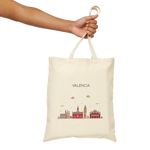 Valencia Spain Cotton Canvas Tote Bag, Eco-Friendly Shopping Bag, Travel Tote - Afbeelding 5 van 6
