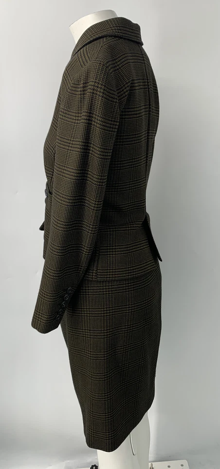 Sonia Rykiel brown black wool houndstooth notch lapel skirt suit set sz 36/40 - Image 2 of 4
