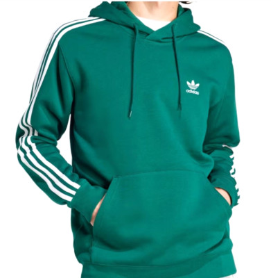 NEW MENS ADIDAS ORIGINALS 3 STRIPES TREFOIL HOODIE ~SIZE MEDIUM  #IR9872 GREEN