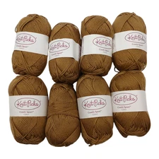 8 Knit Picks Comfy Sport Yarn Lot - Cashew 1335 Light Brown Pima Cotton Blend