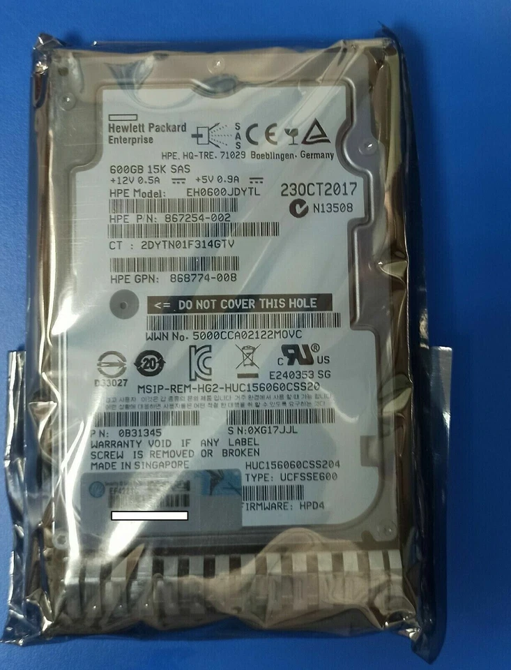 870757-B21 870794-001 867254-002 For HPE 2.5" 600GB 12G 15K SFF HDD Hard Drive - Bild 3 von 4