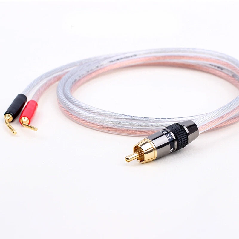 HiFi Speaker Cable Dual Banana to RCA Single Audio Cable RCA to 2 banana Plug - Image 2 of 4