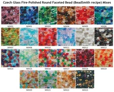 Czech Glass Fire Polished Faceted Round Beads Mixes Preciosa (BeadSmith recipe)