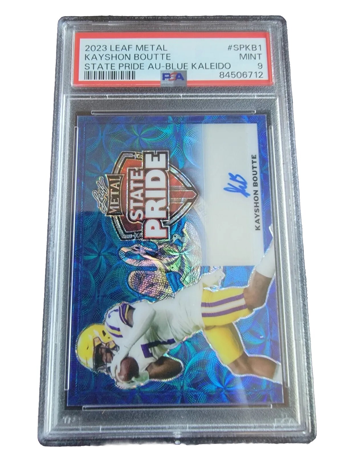 Kayshon Boutte Leaf Metal State Pride Autographs #SPKB1 Blue Kaleidoscope