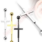 14G Cross Industrial Barbell Bar Ear Ring Body Piercing Jewellery