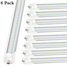 8 Pack 8FT LED Tube Light Bulbs 72W FA8 Single Pin T8 T10 T12 LED Garage Lights