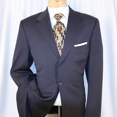 CANALI Italy Black Solid Wool 3 Buttons Men Jacket Coat Size 44L