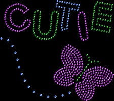 Rhinestone Bling Sparkle Iron On Transfer DIY Cutie Butterfly Colors