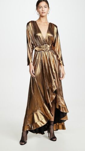 NWD RETROFETE Wayne Lame Metallic Bronze Cocktail Dress Sz XS No Belt #2H406