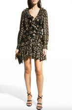 NWT $595 LoveShackFancy Findlay Metallic Star Mini Wrap Dress in size 8!