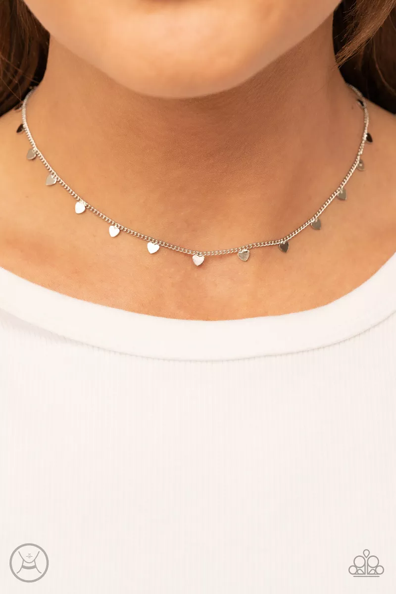 Paparazzi Cupid Cutest Valentine Silver Coker Necklace NEW