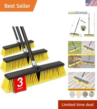 Multipurpose 18” Push Broom with 63” Handle - Ideal for Driveways, Decks, Yards