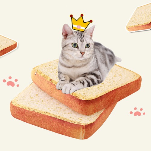 Almohadilla de cojín para tostadas juguete de peluche de gato rebanadas de pan de simulación de algodón para dormir - Imagen 16 de 21