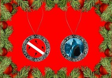 Scuba Divers Great White shark Christmas Ornament