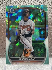 Leandro Arias 2023 Bowman Chrome Prospect 1st Aqua Sapphire /55 #BCP-84 Orioles