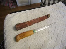 J.Marttiini Knife Finland Fish Filet Leather Sheath Rapala Engraved Stainless