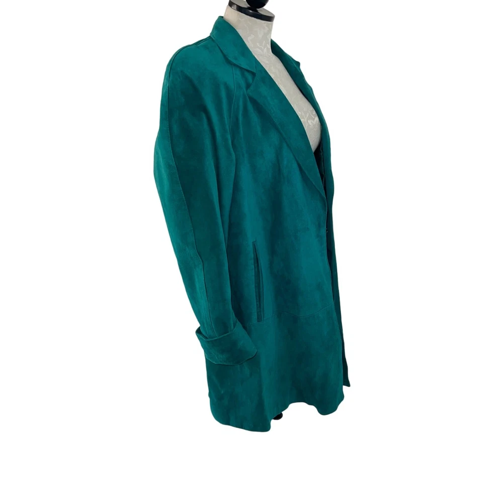 Maxima For Neiman Marcus Jacket Vintage Womens Size XS Green Suede Oversized Mod - Image 3 of 4