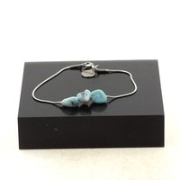 Armband Aus Edelstahl 3 Perlen Larimar Von Republik Dominikanische Von Form