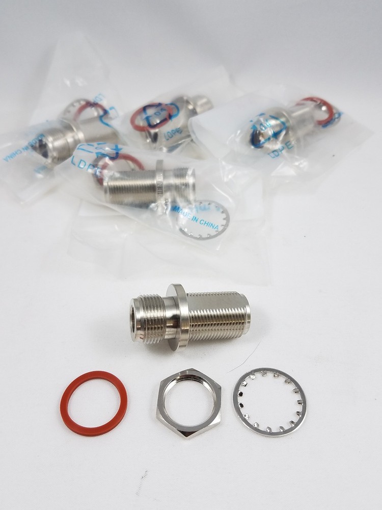 5 Amphenol 082-66 RFX N Jack to N Jack Adapter Bulkhead Straight Plug  50 ohm