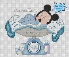 Cross Stitch kit New Baby Birth Sampler Mickey Mouse 2 FlowerPower-37
