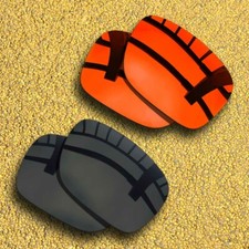 US 2 Pairs Lenses Replacement for-Oakley Holbrook Mix Polarized-Black Orange Red
