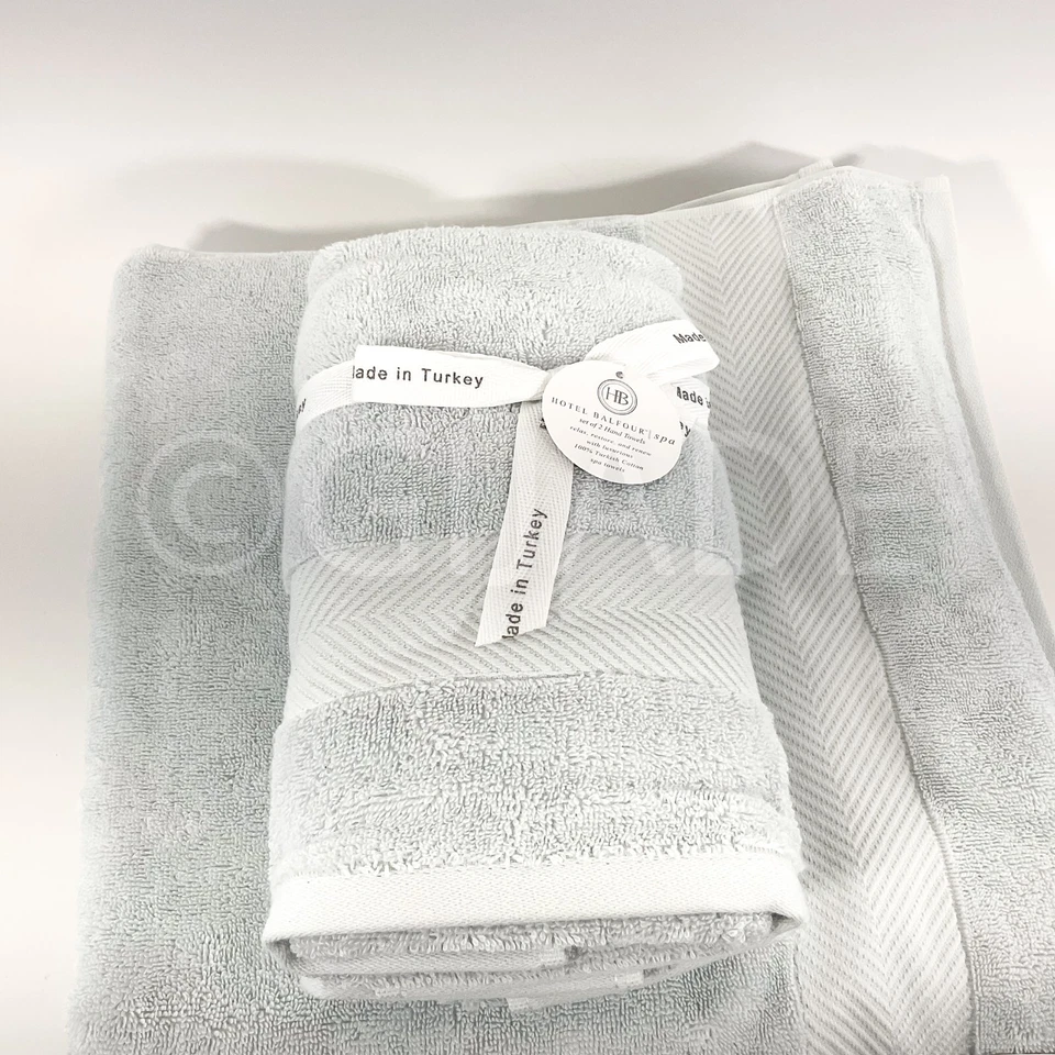 Hotel Balfour 4 piezas 100 % algodón 2 baños 2 toallas de mano verde salvia spa hecho en pavo Foto 4 de 4