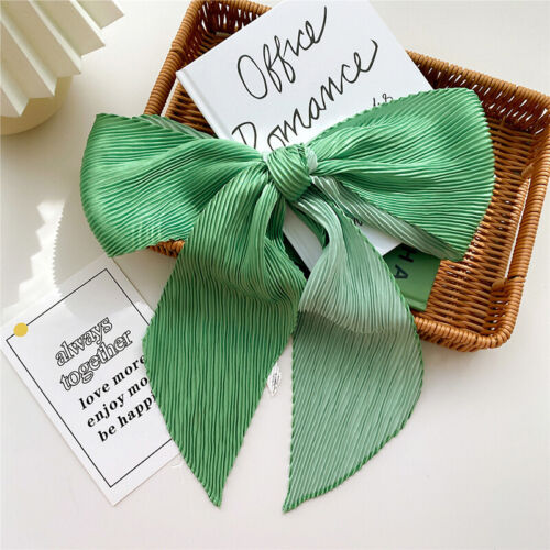Decorative Headscarf Pleated Neck Tie Neckerchief Crinkle Ribbon Silk Scarf - Picture 16 of 30