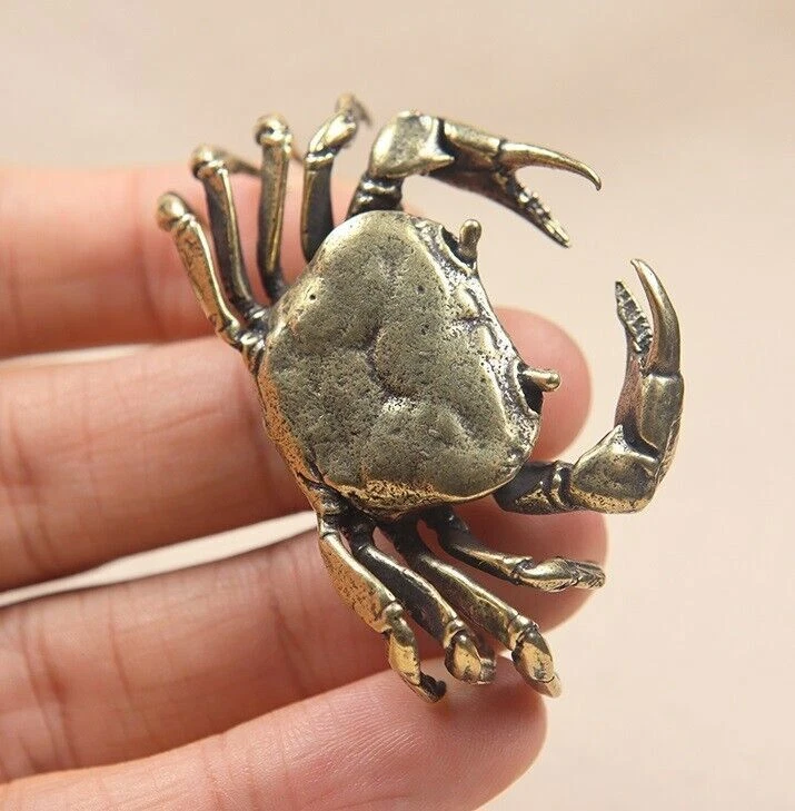 Brass Crab Animal Statue Small Sculpture Tabletop Figurine Home Decor Gifts - Image 2 of 4