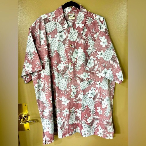 Men's GO BAREFOOT Red Floral Hawaiian Shirt Size 3X