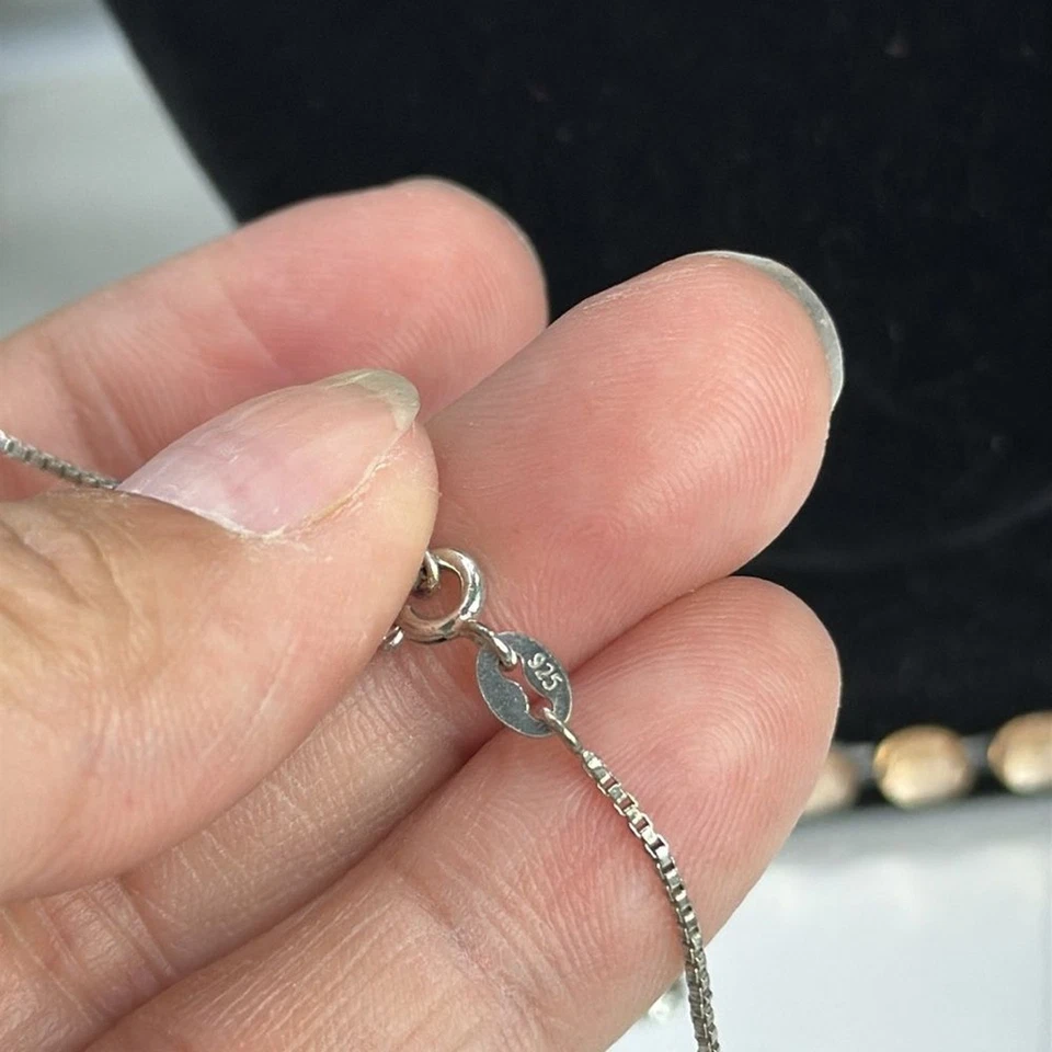 (Z4) Cadena vintage con colgante ámbar báltico genuino en plata de ley 925 Foto 4 de 4