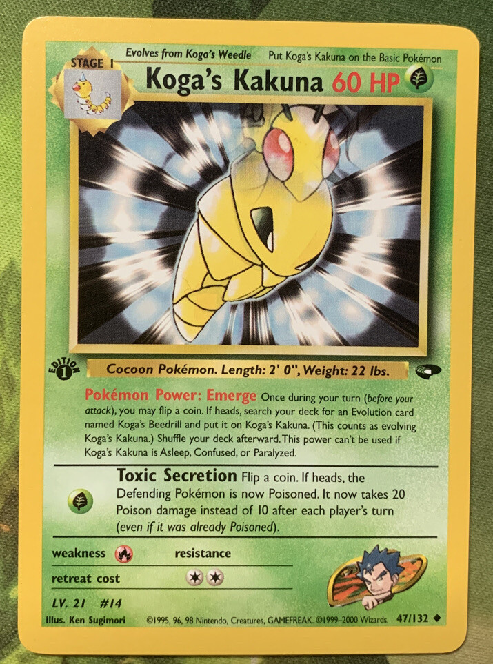 1st Edition Koga’s Kakuna 47/132 - Gym Challenge - Near Mint