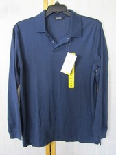 NWT Member's Mark Stretch Pique Classic 1/4 Button Navy Polo Shirt Men's Size M
