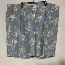 Roundtree  Yorke Caribbean Gray Floral Swim Trunks Mens Size 4XB
