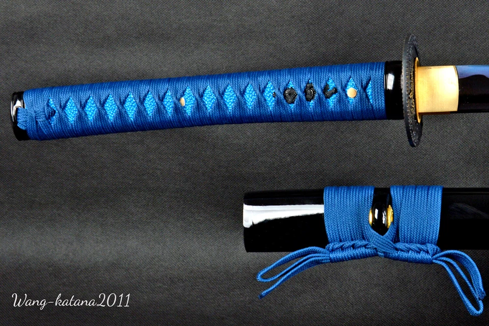 Espada afilada Katana samurai japonesa dragón azul hecha a mano 1095 acero espiga completa Foto 4 de 4