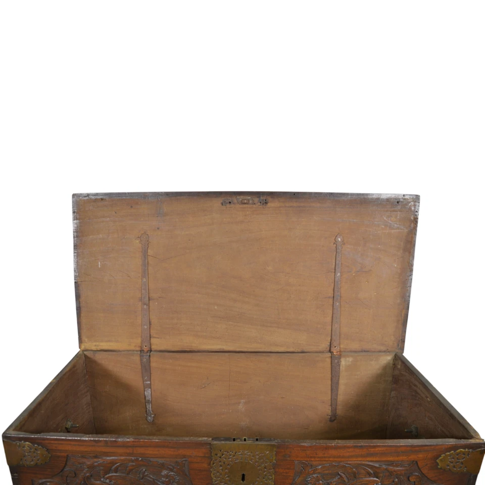 Antiguo baúl pictórico tallado excesivo - Caja Cass de la era victoriana temprana #22286 Foto 4 de 4