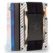 Rossm RFID Blocking Wallet for Men with cash Strap (Silver Carbon)