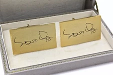 Unique Rare Gold Plated Signature Etched Cufflinks
