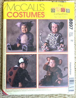 McCalls Sewing Pattern 8897 Costumes Toddler Ladybug Bear Dog Size 1/2 UNCUT