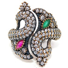 Ottoman Empire Style 2CT Treated Emerald 925 Sterling Silver Ring Sz 9 HB4