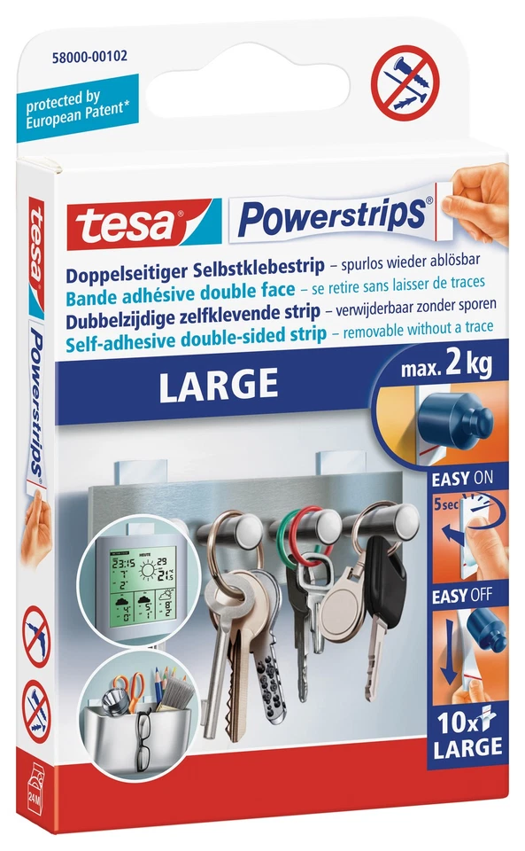 20 Tesa Large Powerstrips max. 2Kg Doppelseitiger Selbstklebestrip 58000 00102