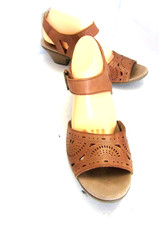 EARTH TAN BROWN WOVEN LEATHR MULES LOAFERS MARY JANE FISHERMAN SANDLS, HEEL  11M