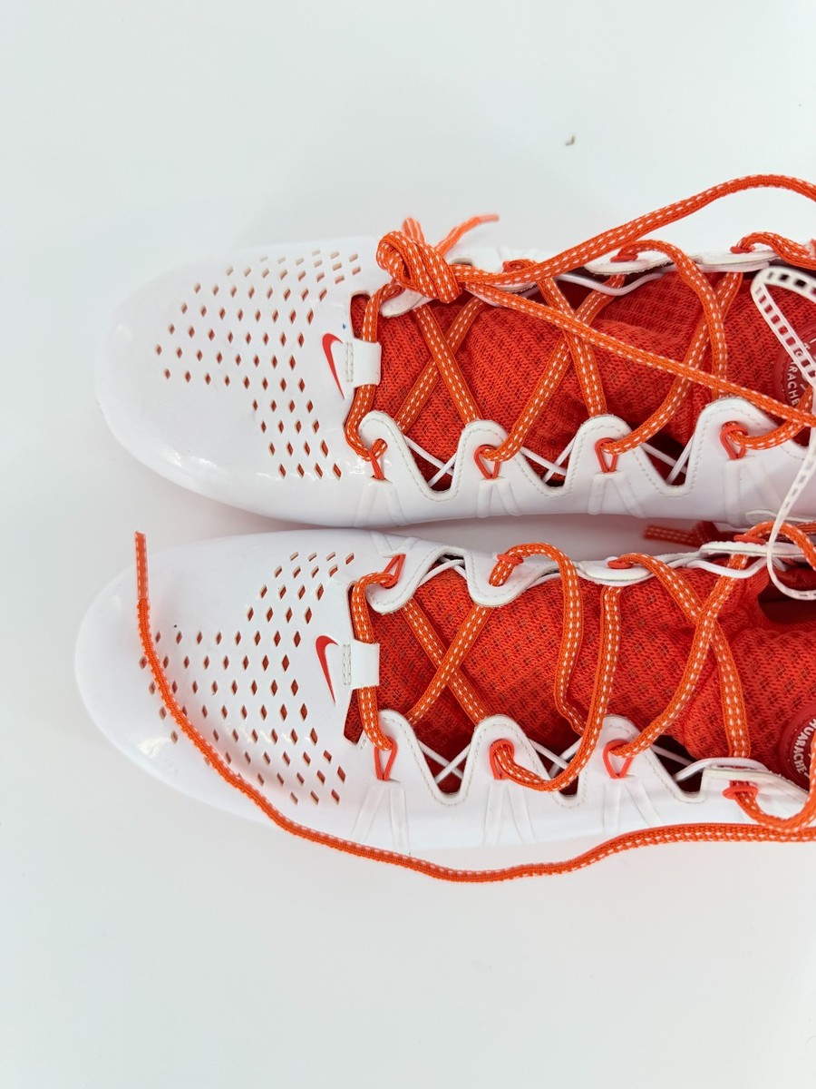 Mens Size 8.5 Nike Alpha Huarache LAX Lacrosse White Orange  display picture 1